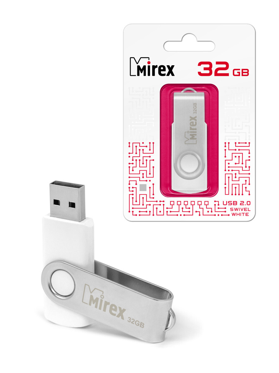 Флеш-накопитель Mirex 32GB SWIVEL WHITE