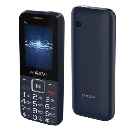 Телефон Maxvi P2 2.4" 2sim, функция Power Bank Blue