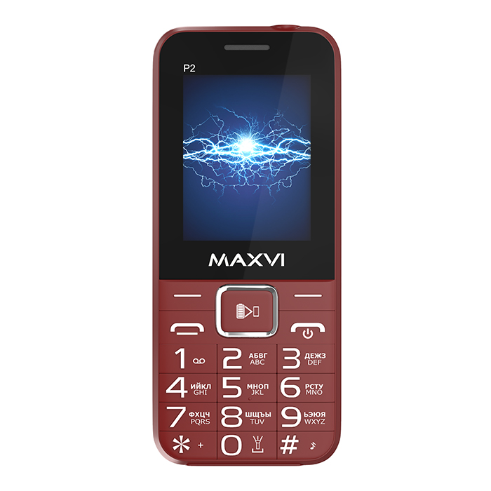 Телефон Maxvi P2 2.4" 2sim, функция Power Bank White Red