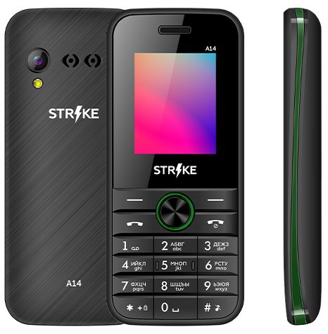 Телефон Strike A14 Black+Green