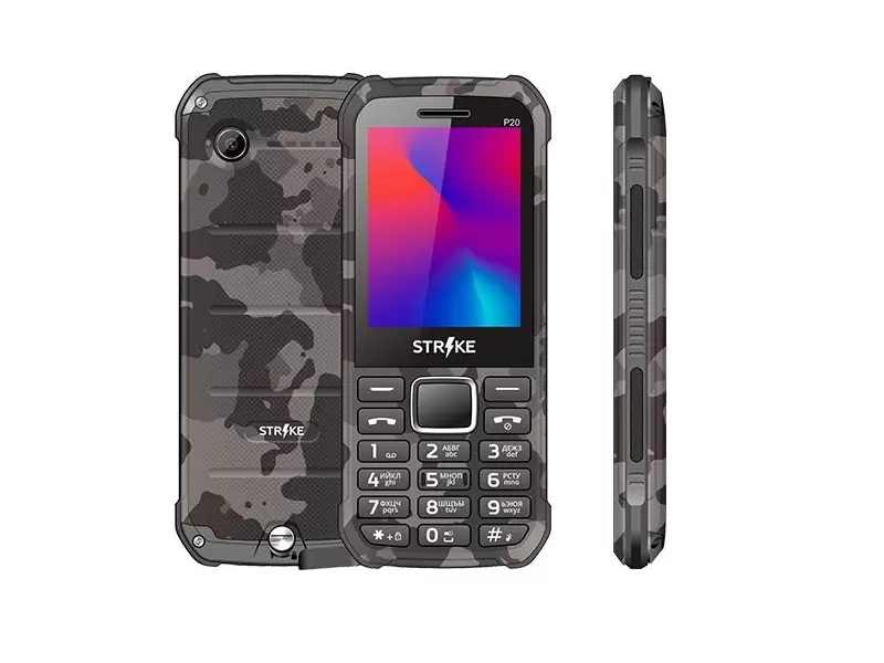 Телефон Strike P20 2,4", 2sim, 2200мАч, Powerbank.FM, фонарик Camouflage