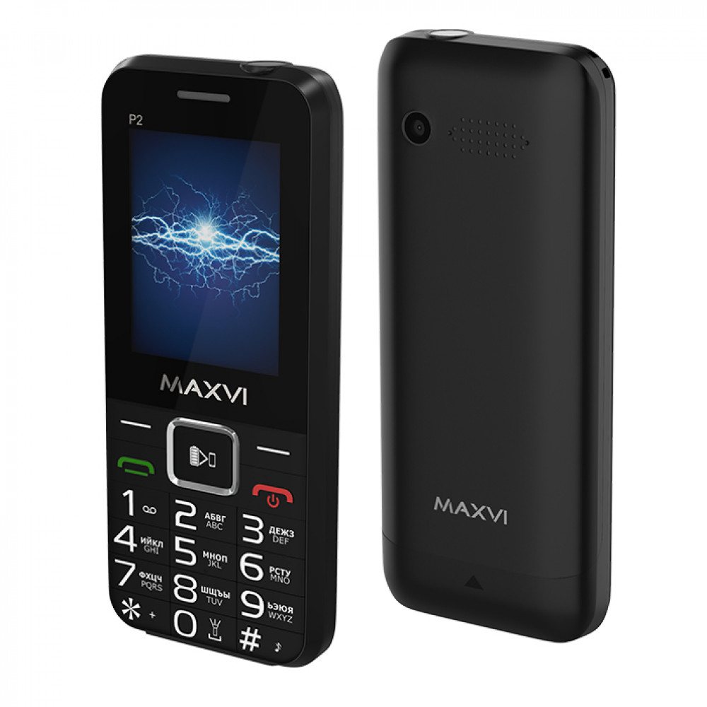 Телефон Maxvi P2 2.4" 2sim, функция Power Bank Black