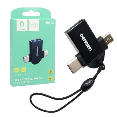 Переходник vDENMENv DU12 OTG USB 3.0 Type-C / Micro (черный)