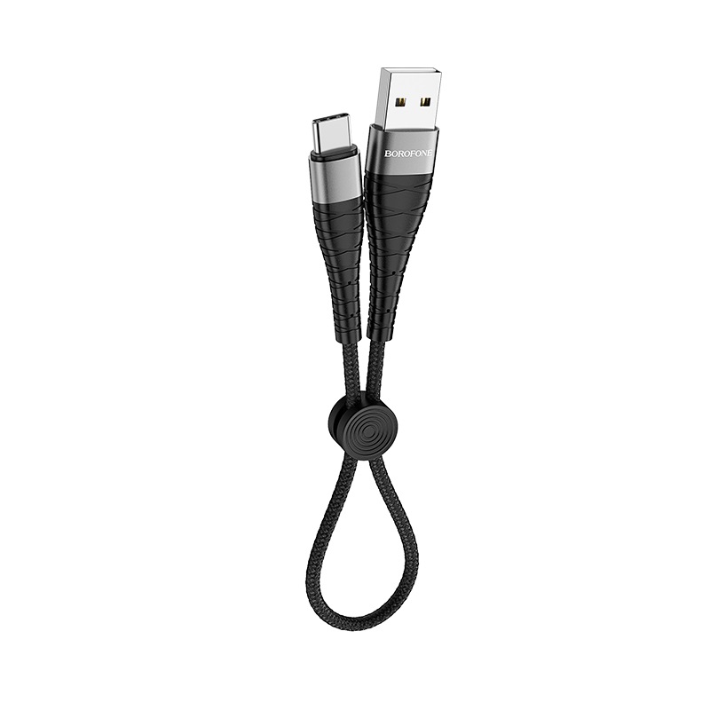 Кабель Type-C USB Borofone BX32, 5A, тканевая оплетка, 0.25м, черный