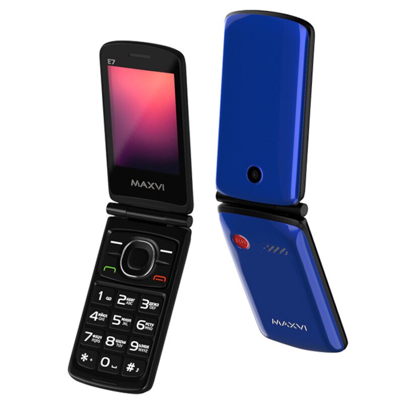 Телефон Maxvi E7 раскладушка 2sim  2.8" 1000мА*ч Blue