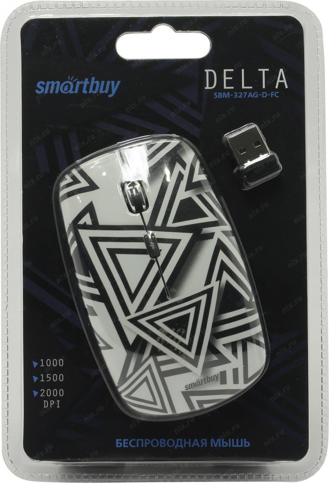Мышь беспроводная SmartBuy 327AG-D-FC, USB, беспр.,опт.,4кн., 1000-2000dpi, Delta
