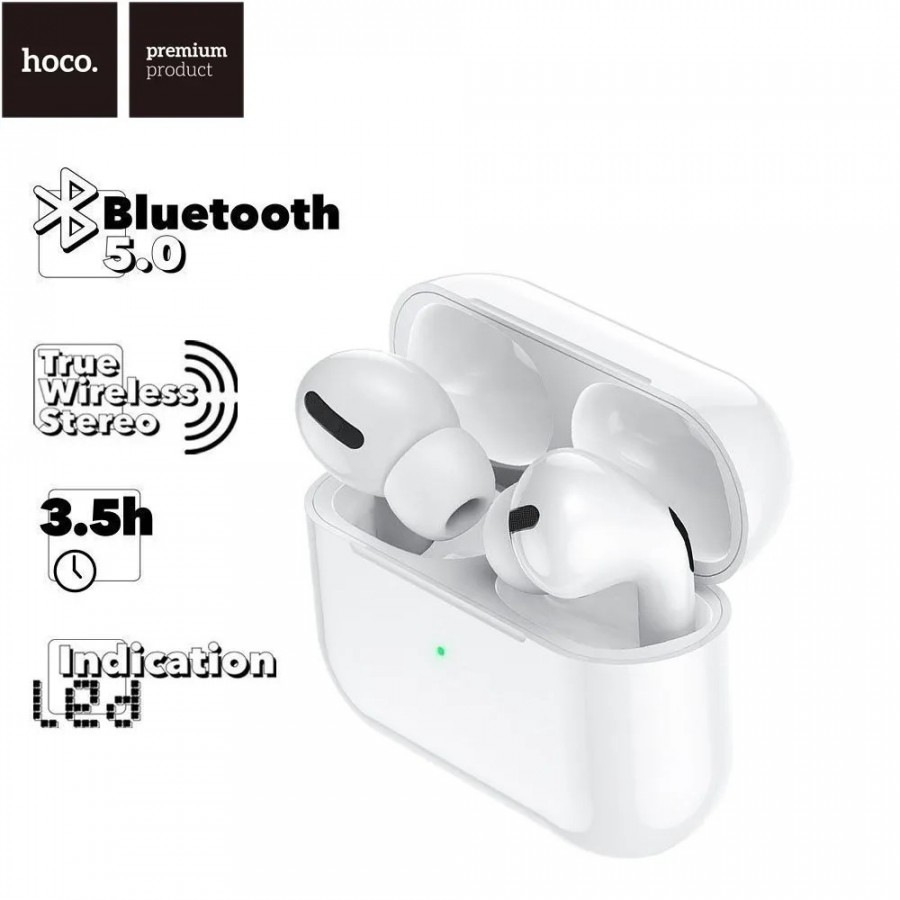 Bluetooth-гарнитура стерео Hoco EW05 Plus, белый (шумоподавление)