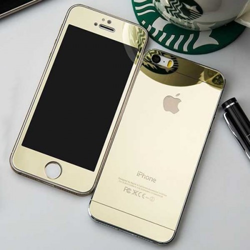 Защитное стекло Apple iPhone 4/4S (комплект / золото)