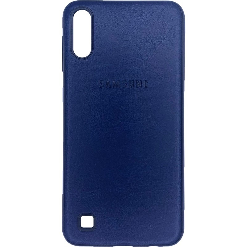 Чехол Samsung A10 кожа / логотип / синий...