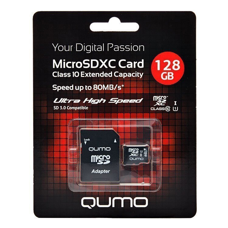 Карта памяти 128Gb Qumo micro SD class 10 с...