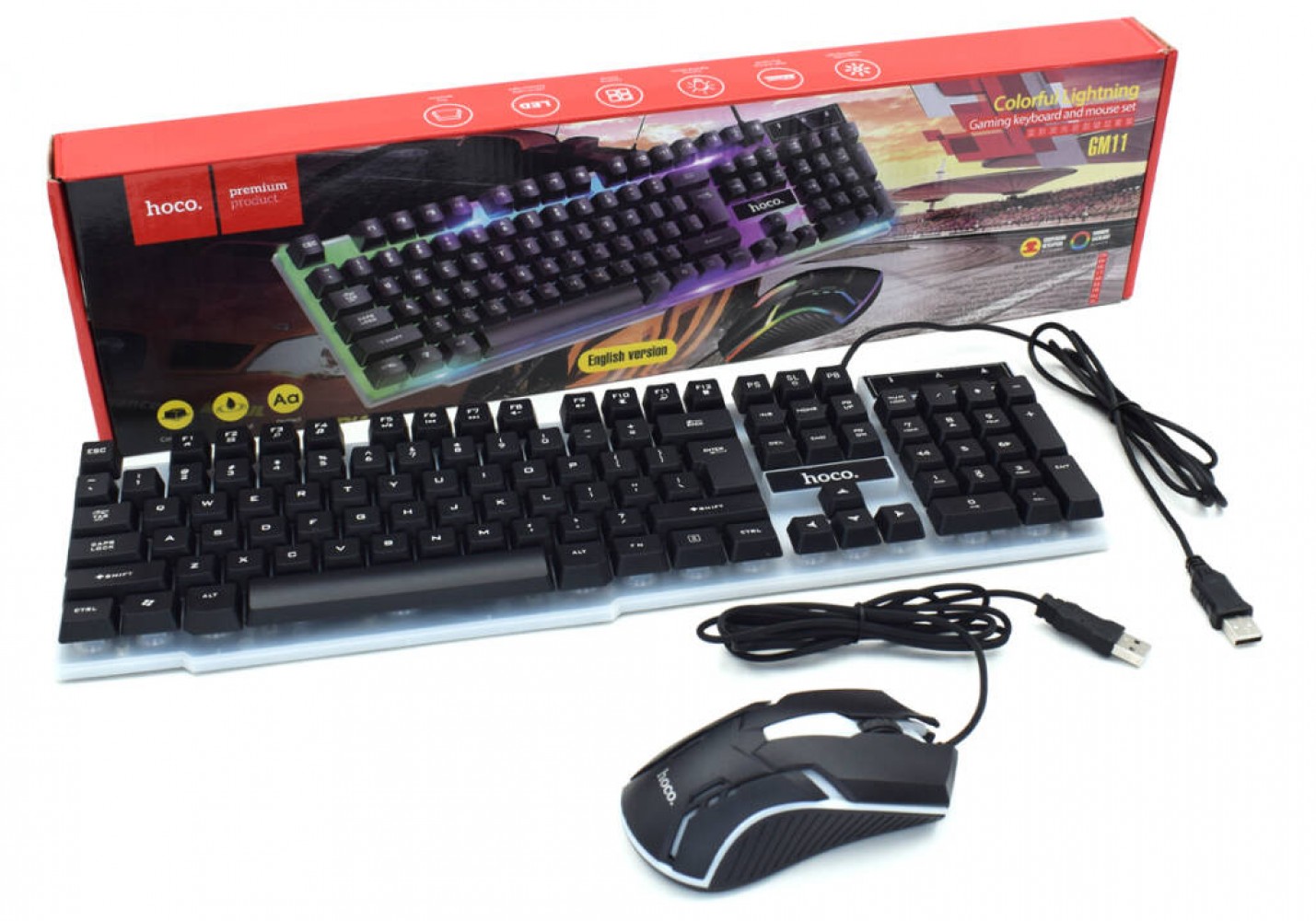 Набор игровой Hoco GM11, провод, клавиатура, мышь (черный)