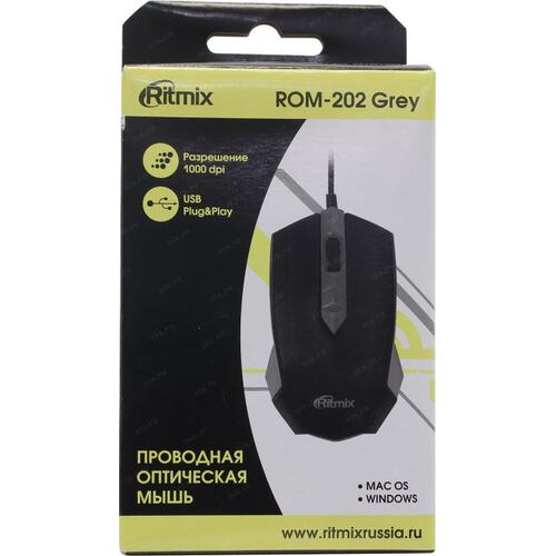 Мышь проводная Ritmix ROM-202 (Grey)