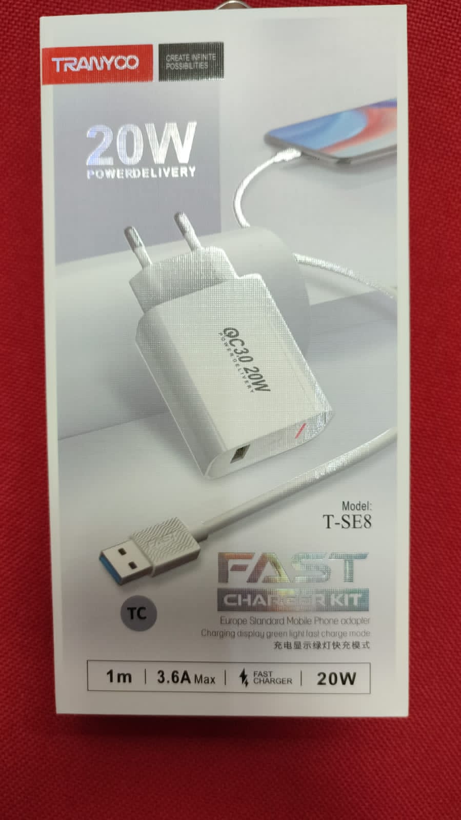 СЗУ Tranyoo SE8 3.6A+USB Кабель Type-C...