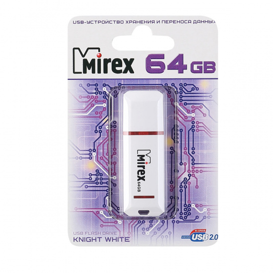 Флеш-накопитель 64GB Mirex KNIGHT WHITE...